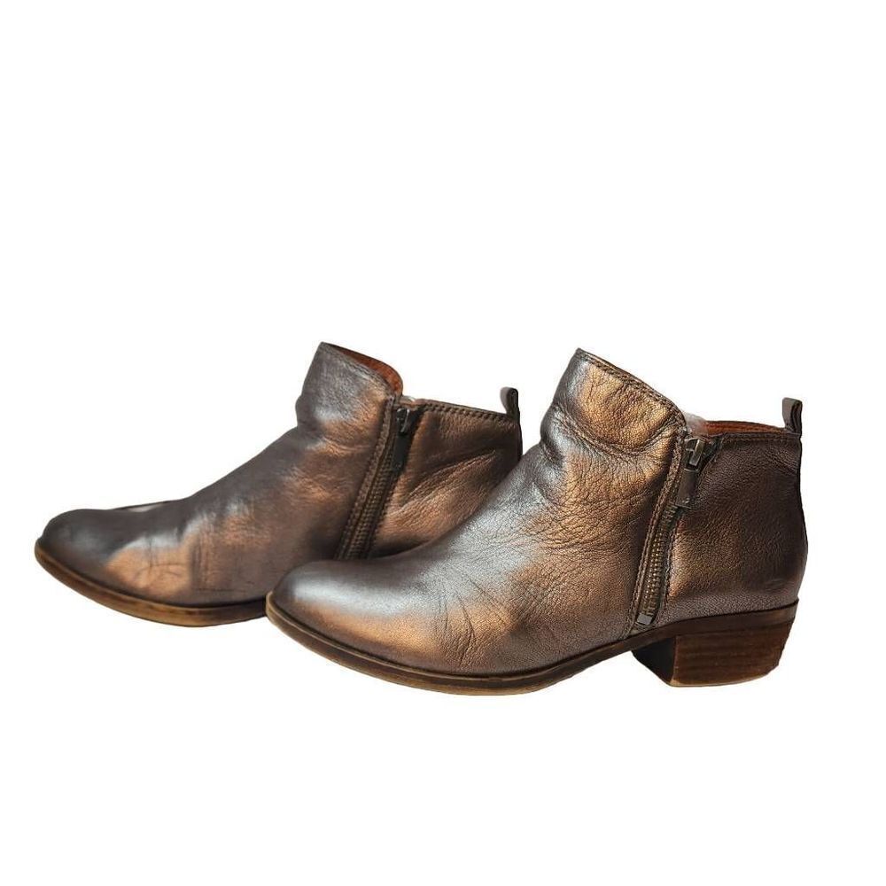 Lucky Brand Block Heel Ankle Booties  Women's Size‎ 7.5M  Shiny Leather
